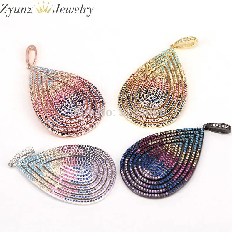 Mix Color 5 шт. ZYZ177-0296 микро проложить Подвески с фианитом кулон красочный Кубический Цирконий Teardrop Женское Ожерелье Подвески - Окраска металла: Mix Color