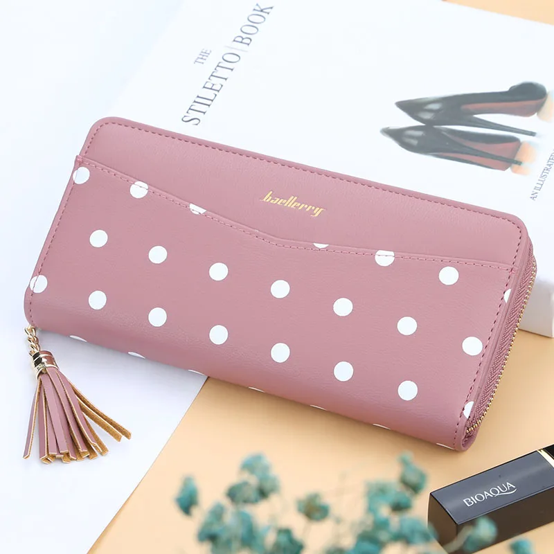 Для женщин s кошельки и длинный бумажник в крапинку с Бизнес держатель для карт