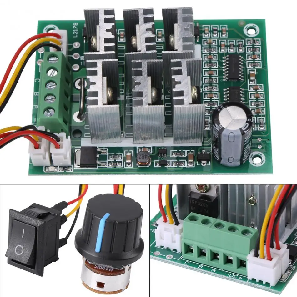 DC 5 V-36 V электрический двигатель Regulater бесщеточный мотор Скорость контроллер 3-фазный вращение по часовой стрелке и против мотор Скорость реверсивный переключатель