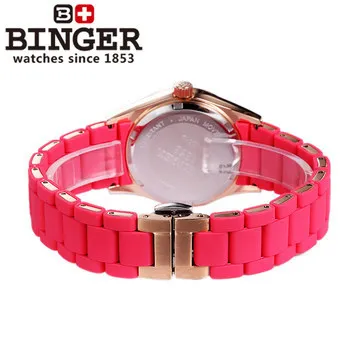 Повседневное цвет красного вина Женева Кварцевые часы Бингер Женщины Аналоговые