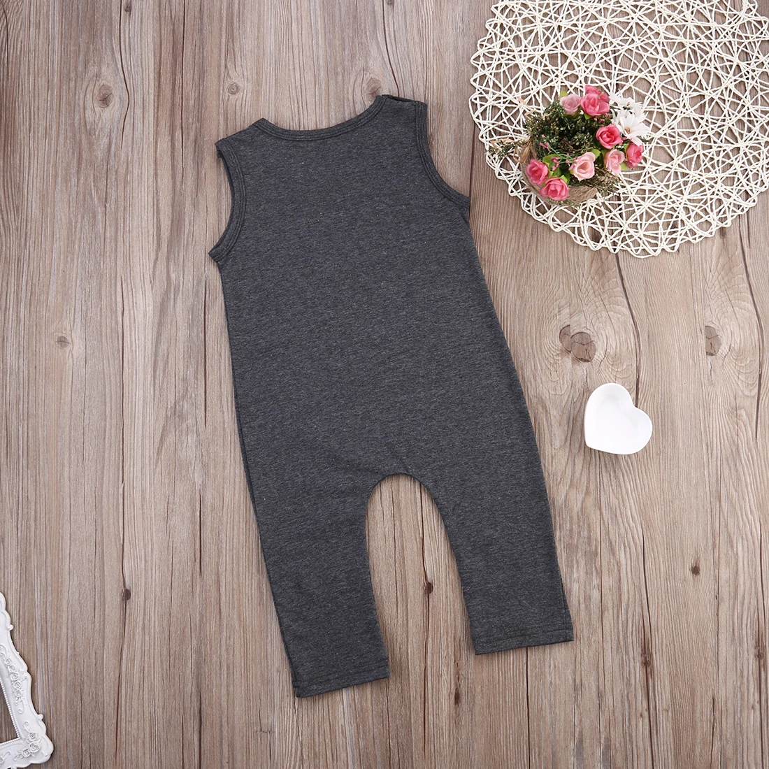 Новый детский комбинезон без рукавов с цветочным принтом для маленьких девочек