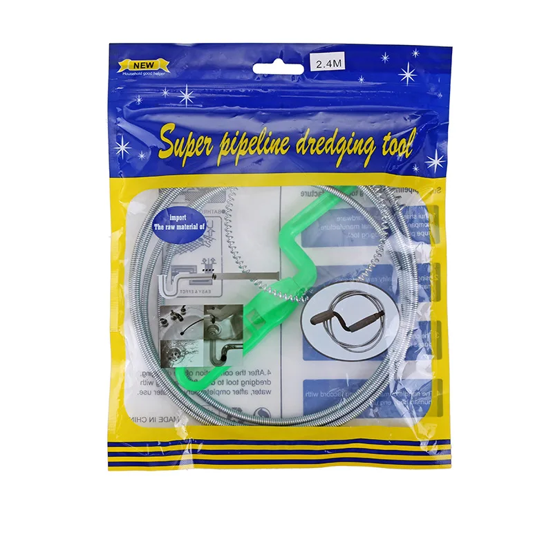 

2.4m Long Sewer Cleaning Wire Spring Household Bendable Sink Tub Toilet Dredge Pipe Bathroom Kitchen Sewer Cleaning Tools