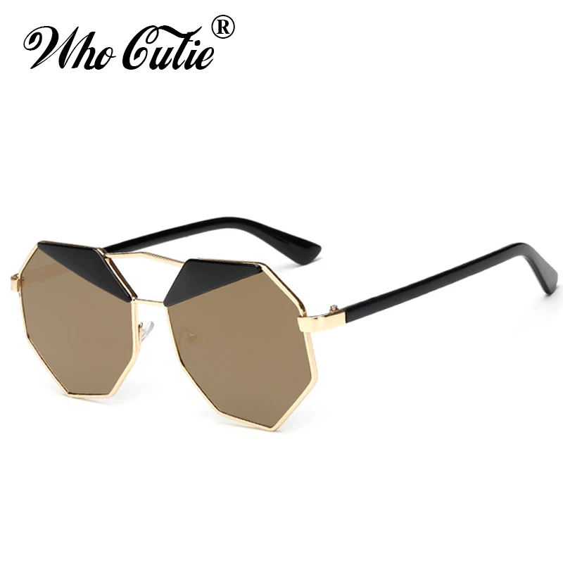 WHO CUTIE 2018 Brand Designer Octagon Eyebrow Sunglasses Women Vintage Polygon Shape Reflective Lens Men Sun Glasses Shades 234 |