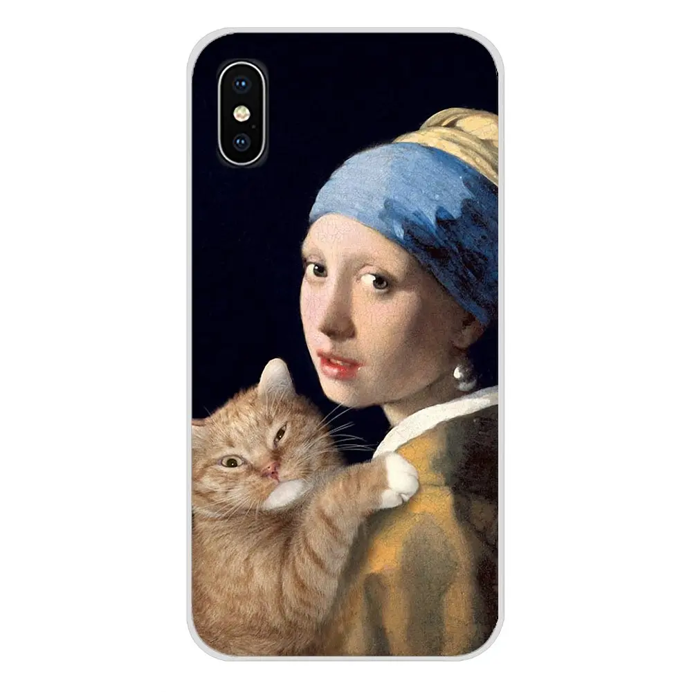Прозрачный мягкий чехол Обложка да Винчи Мона Лиза ПЭТ кошка Art для samsung Galaxy A5 A6S A7 A8 A9S звезда J4 J6 J7 J8 Prime Plus