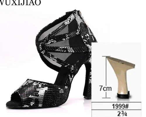 heel 7cm WUXIJIAO; Обувь для бальных танцев; женская обувь; zapatos de mujer; обувь для латинских танцев; обувь для сальсы; chaussure femme - Цвет: heel 7cm