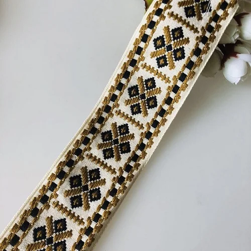 white black 6 ярдов/партия шириной 5cm Тканные жаккардовая тесьма отделка цветы, модный дизайн одежды аксессуар-ремешок LS-775 - Цвет: white black