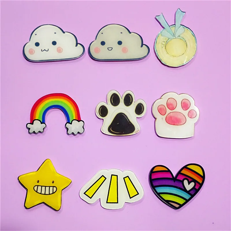 1 шт. в стиле Харадзюку с цветочным рисунком звезда радуги и облака значок штыря