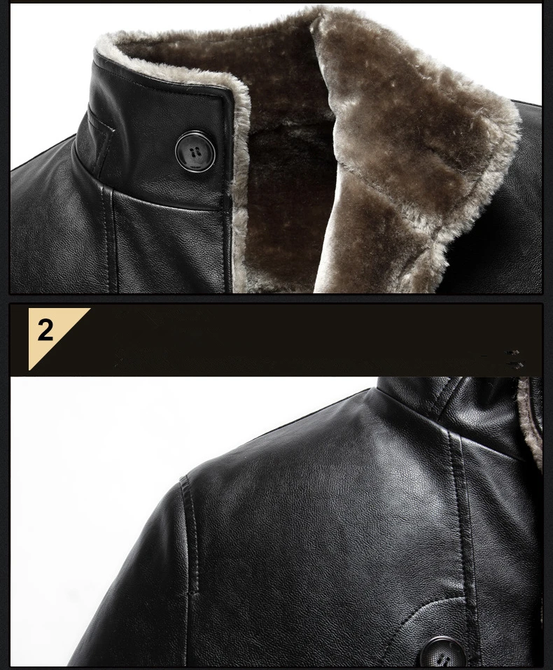 Faux Leather Jacket Men Autumn Winter Mens Fake Sheepskin Coat Thick Warm Short Overcoat Plus Size Chaqueta Cuero Hombre T1031