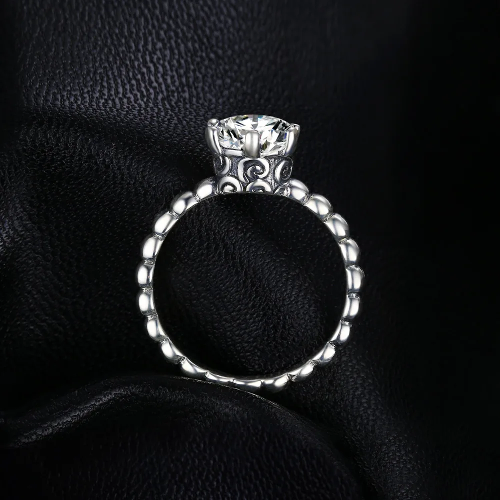 JewelryPalace 925 Sterling Silver Beaded Band 3.4ct Cubic Zirconia Solitaire Engagement Ring New Hot Sale For Women As Gifts | Украшения и