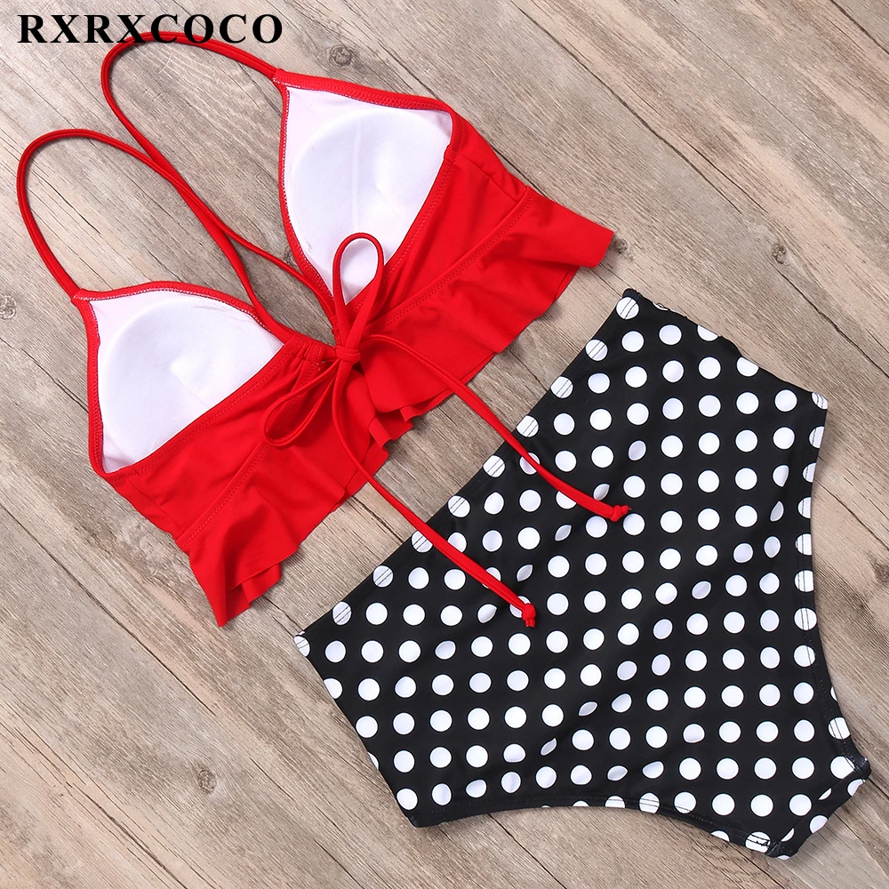 RXRXCOCO, бикини,, Mujer, новинка, сексуальный купальник для женщин, высокая талия, купальник, пуш-ап, бандаж, купальник, с рисунком, бикини, набор