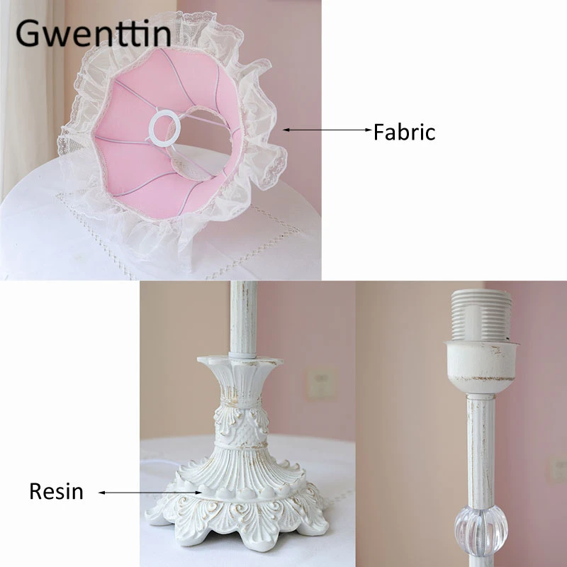 Скандинавские Ins розовые настольные лампы кружевная лампа с абажуром из ткани светодиодная подставка Настольные светильники для спальни прикроватная принцесса домашний Декор Светильник E27