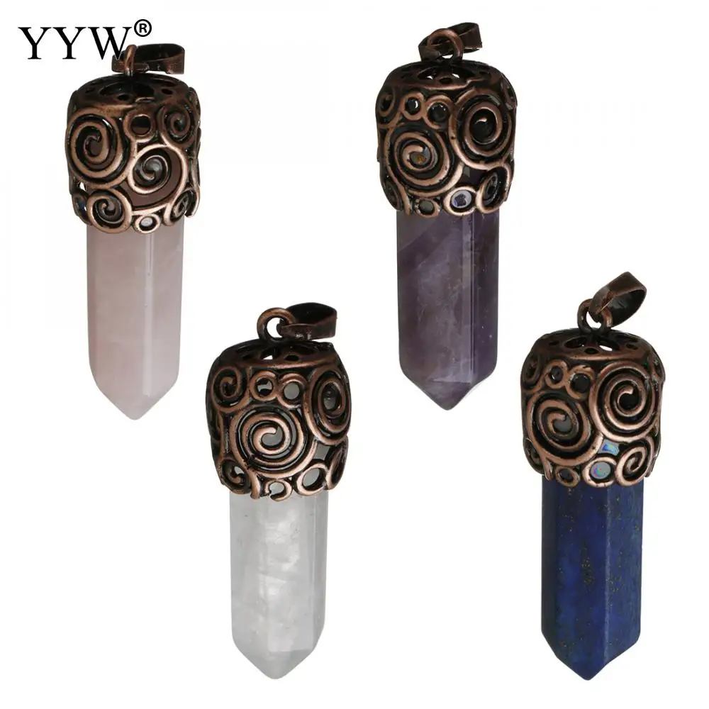 Лидер продаж YYW шестиугольная колонна ожерелья натуральный камень кулон из