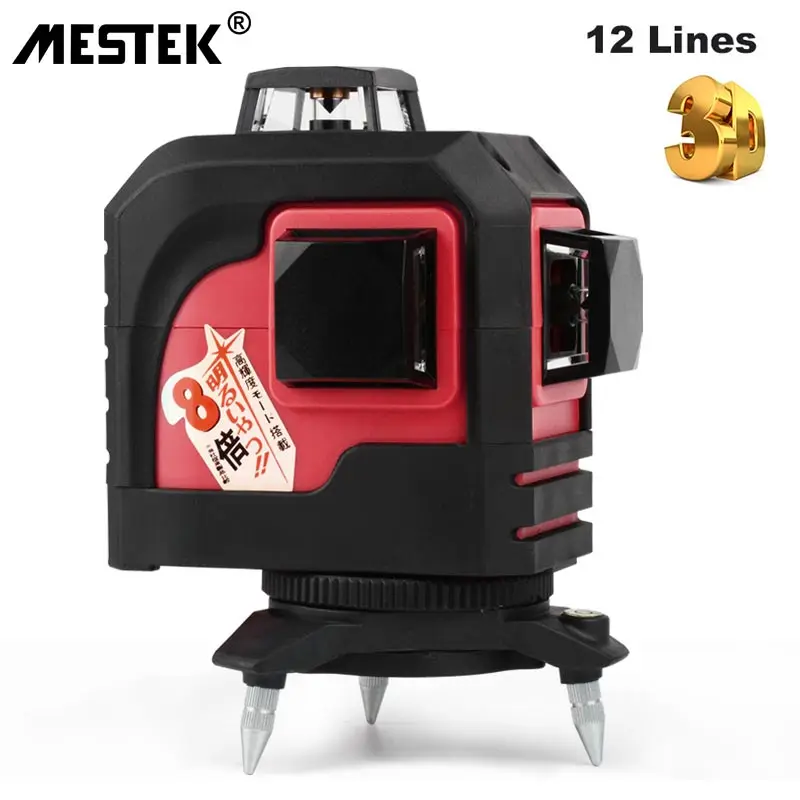 

Лазерный уровень MESTEK, 12 линий, 3D Нивелир, автонивелир 360, самонивелирующийся нивелир 93T, горизонтальный и вертикальный поперечный красный ла...