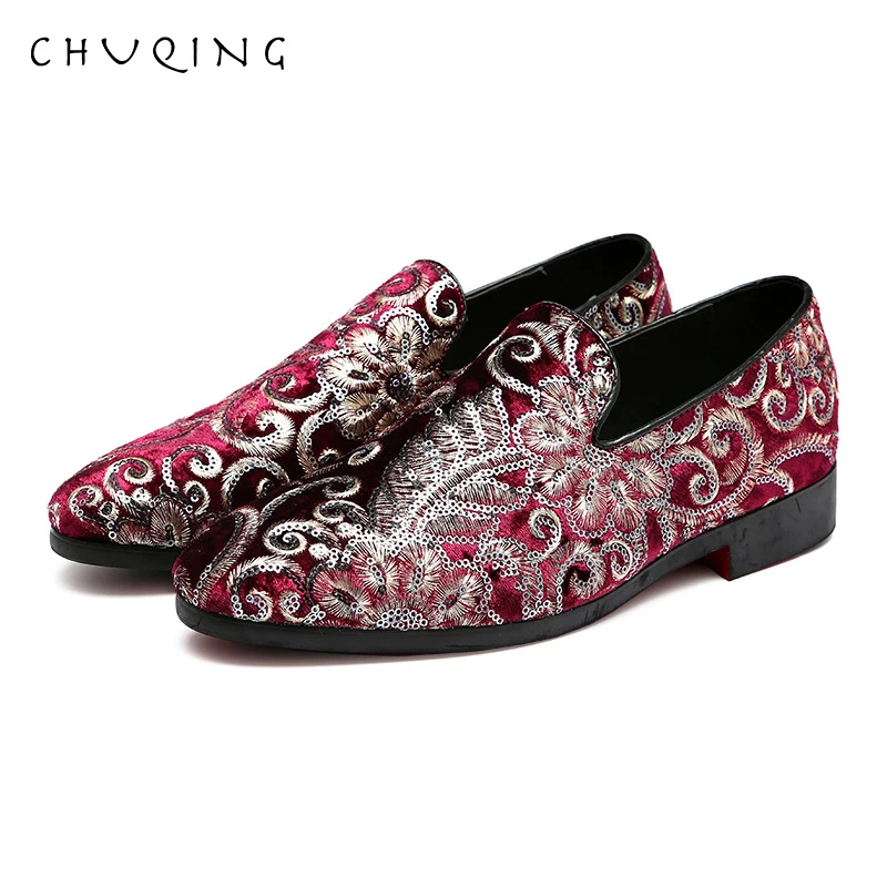 CHUQING Casual Loafers Embroidery Set Men's Shoes Retro Fashion Wild | Обувь