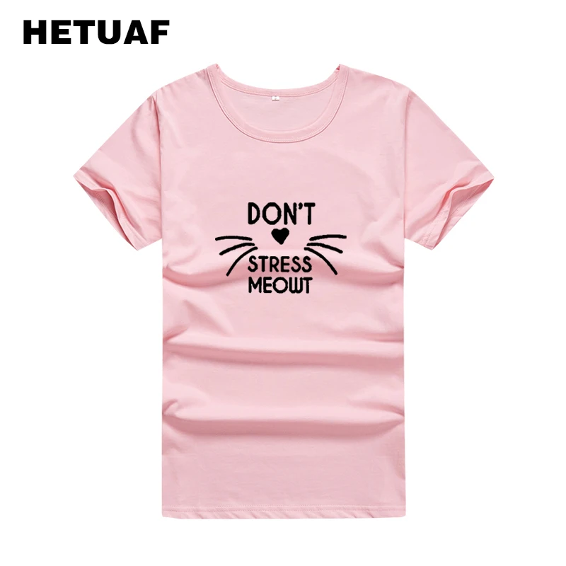 HETUAF не стресс MEOWT кошка любит принтовые тройники Для женщин 2018 Kawaii футболка Hipster