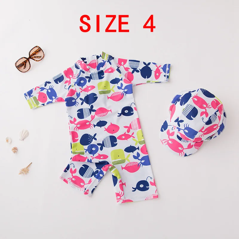 SIZE 4 Купальник для девочки г. Летний милый мультяшный Фламинго купальный костюм детский купальник цельная детская пляжная одежда для девочек от 1 до 6 лет - Цвет: SIZE 4