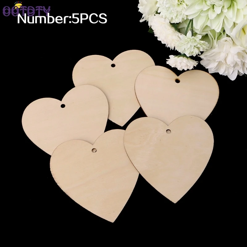 100mm 5Pcs 20 мм-100 мм деревянные формы сердца пустые ремесленные украшения с отверстием декупажная бирка Декор - Цвет: 100mm 5Pcs