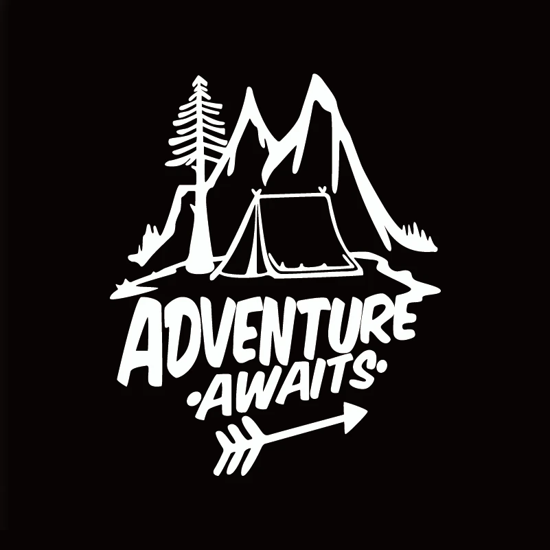 Наклейка на окно s 20 9*18 см Приключения ждет сосны путешествия горы наклейка и