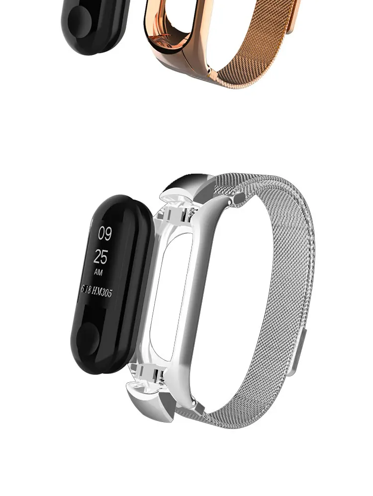 AKGLEADER For Xiaomi Band Mi 3 Milanese Bracelet Metal Strap Band With Case Smart Watchband For Xiaomi Mi Band 4 Correas de relo