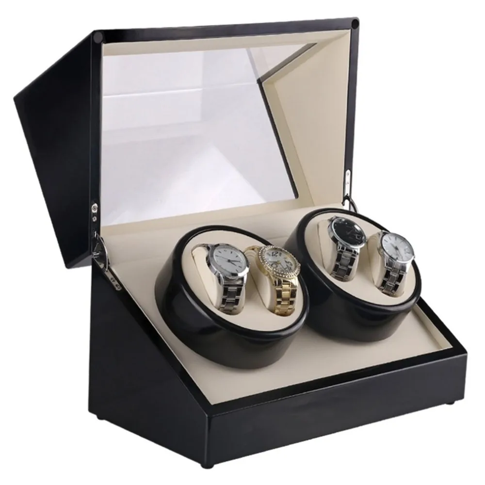 Авто деревянные часы Winder коробка для хранения часов Winder чехол Прозрачная крышка наручные часы коробка с одной/двойной головкой мотор с вилкой США