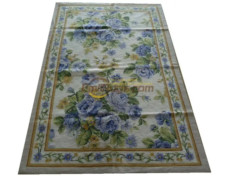 

Vintage Wool Needlepoint Floral Carpet Full Width Design Needle Point Hand-woven Carpet For Carpets Living Room Museum