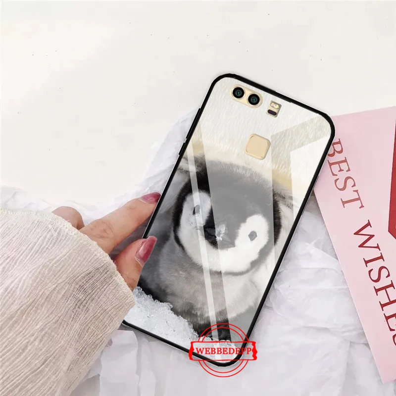 

Lovely Penguin Customer High Quality Glass Case for Huawei P10 lite P20 Pro P30 P Smart honor 7A 8X 9 10 Y6 Mate 20