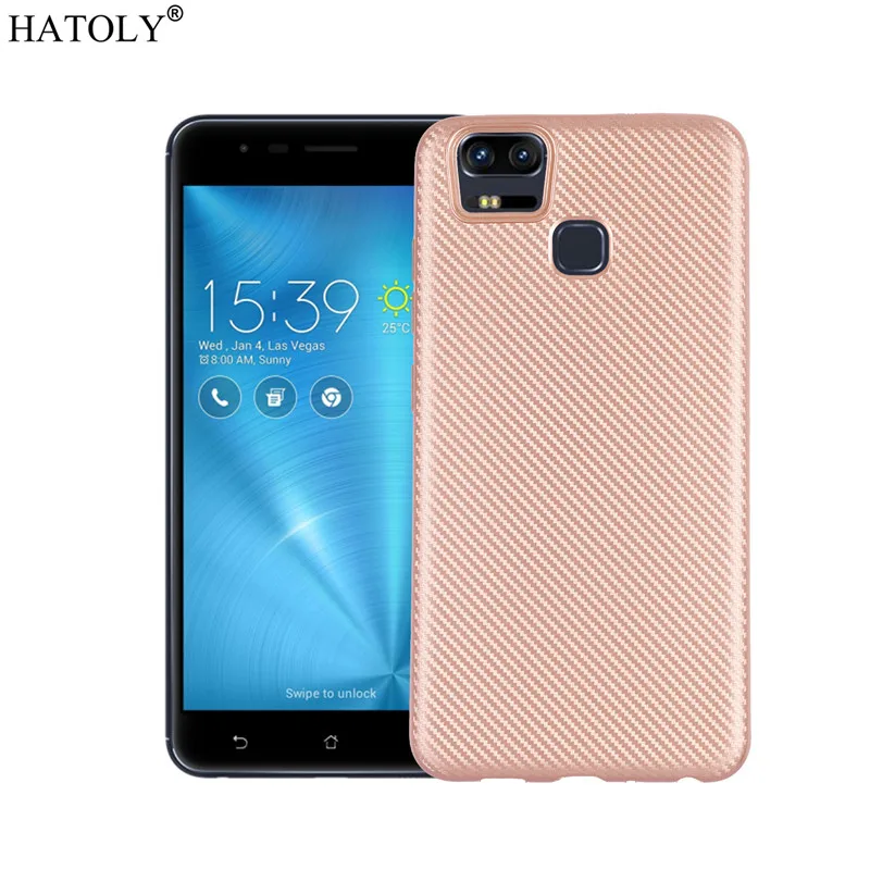 HATOLY Capa For Asus Zenfone 3 Zoom ZE553KL Case Soft TPU Rugged Carbon Fiber Cover |