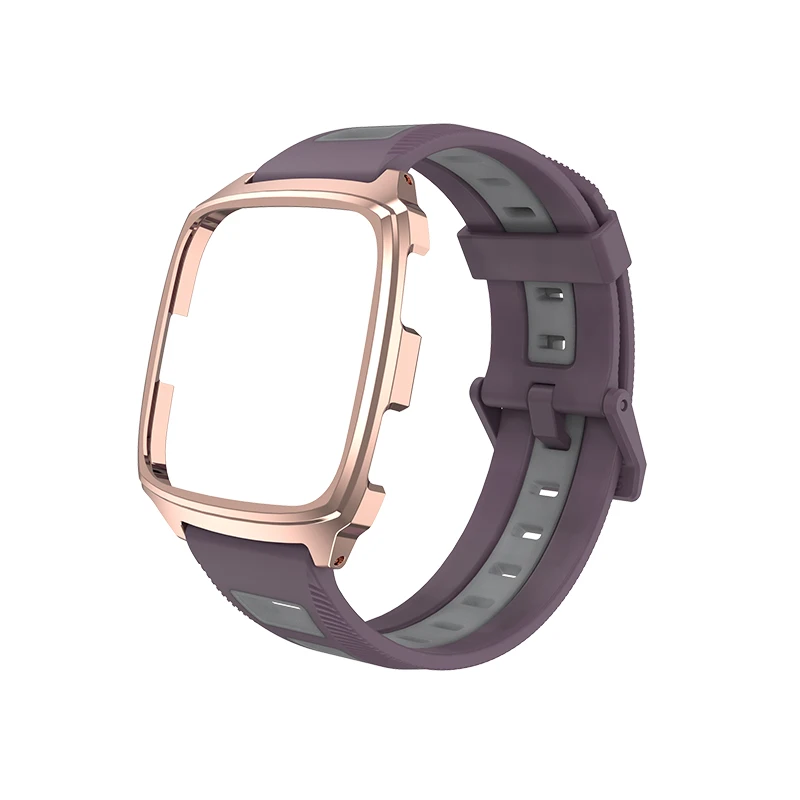 Purple Gray Mijobs ремешок на запястье для Fitbit Versa Lite аксессуары Чехол протектор Браслет для Fitbit Versa ремешок Смарт часы крышка браслет - Цвет: Purple Gray