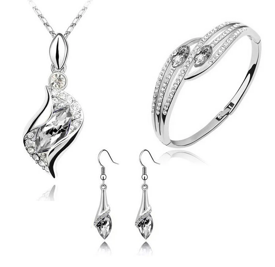 Женские посеребренные Ювелирные наборы с австрийскими кристаллами и