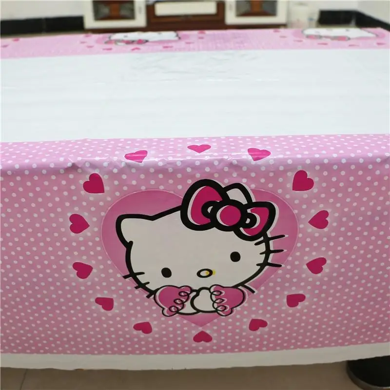 Горячая hello kitty полиэтиленовая скатерть для мультфильм для детского дня рождения вечерние пластиковая скатерть поставки одноразовые 180*108 см