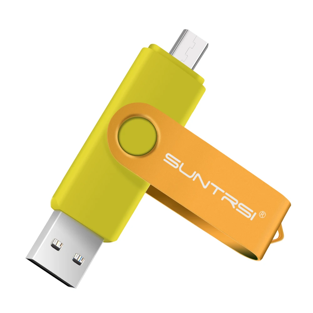 yellow Suntrsi OTG флеш-накопитель 4g 8g 16g Флешка для смартфонов и планшетов реальная емкость 64 ГБ флеш-накопитель USB2.0 32 Гб карта памяти - Цвет: yellow