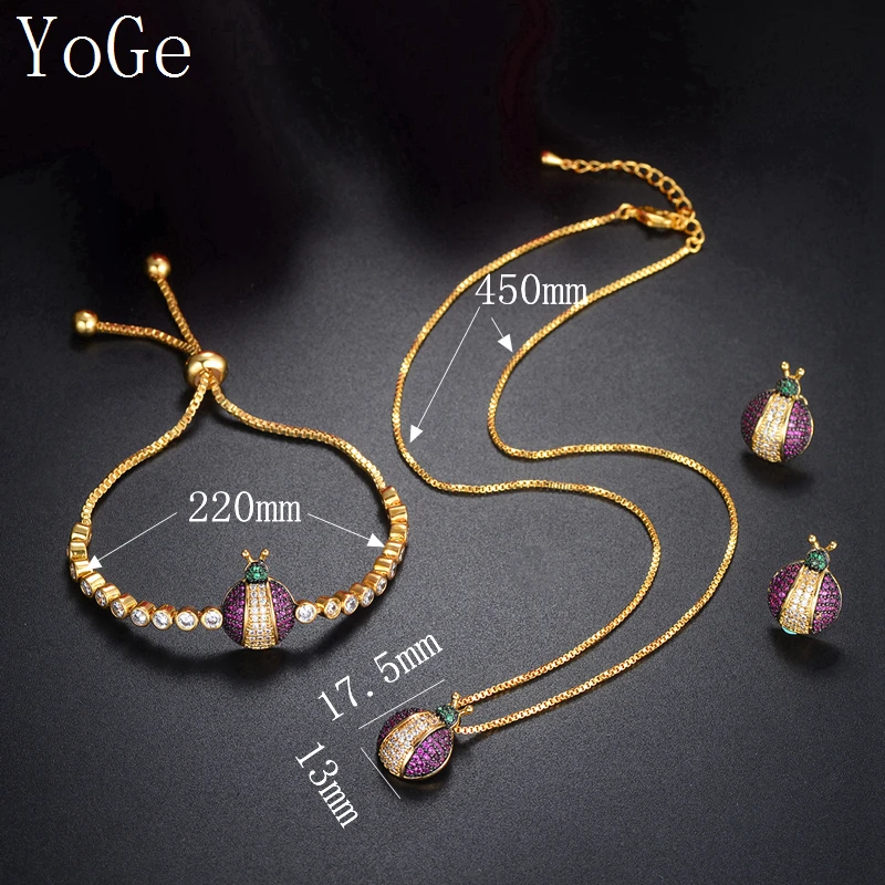 YoGe S8339G уникальный AAA кубический цирконий мульти камни Жук жук в форме ожерелье