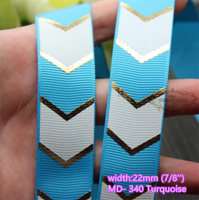 13 colors to select 10 yards 7/8'' Chevron Hot Stamped Printed Grosgrain Ribbon Tapes hairbow gift pack clothing Bowknot diy | Дом и