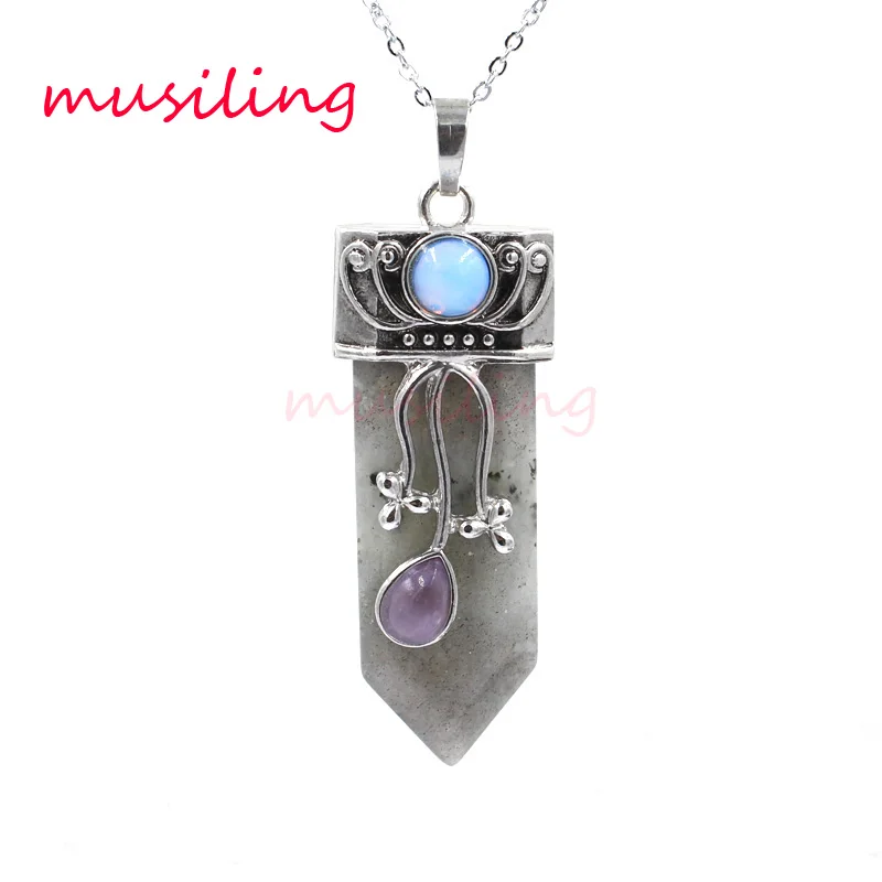 Wicca розничная продажа искусственное ожерелье натуральный камень лабрадорит