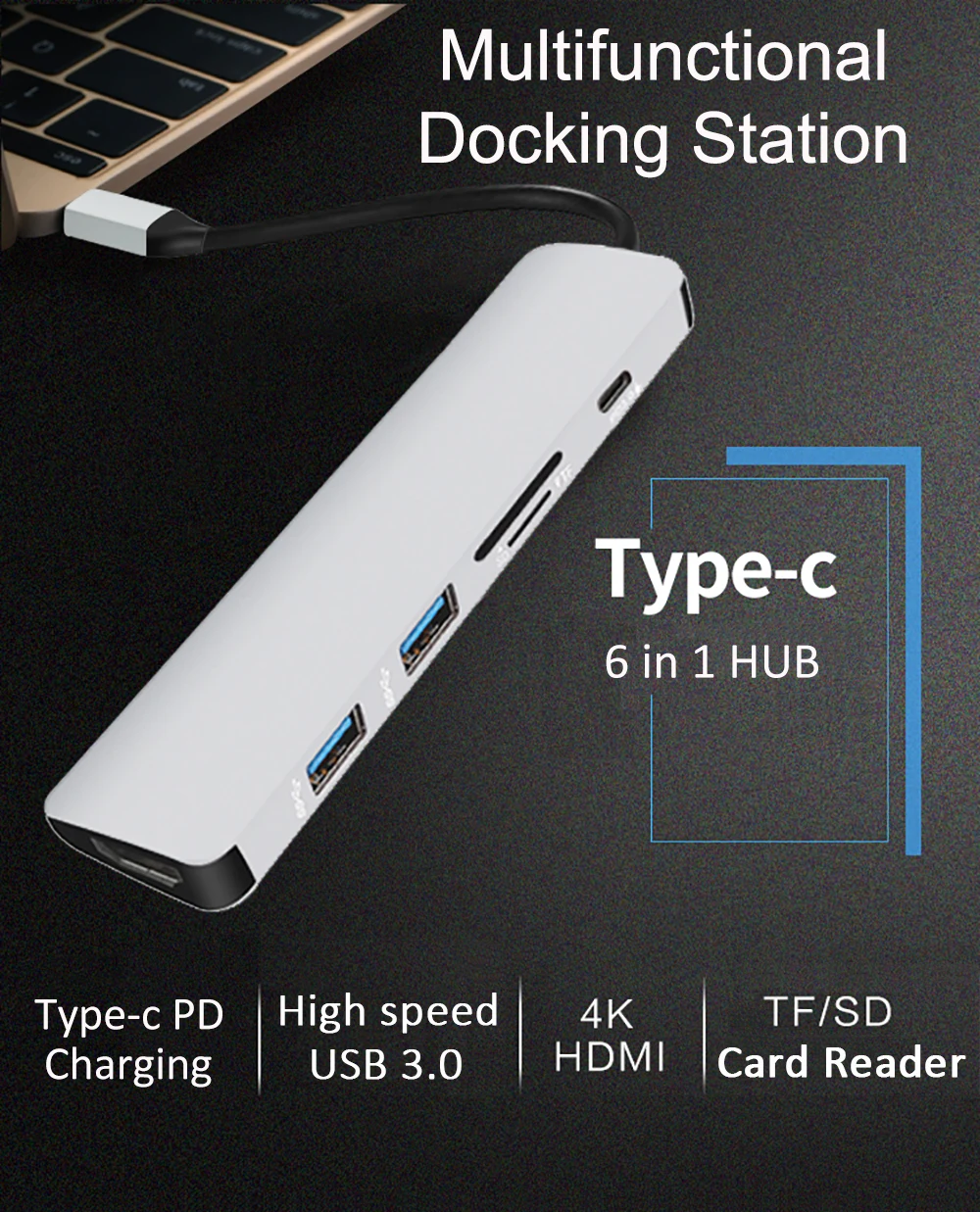USB C концентратор USB-C к HDMI Micro SD/TF кардридер USB-C адаптер питания для MacBook samsung S9/S8 huawei P20 Pro type C USB 3,0 концентратор