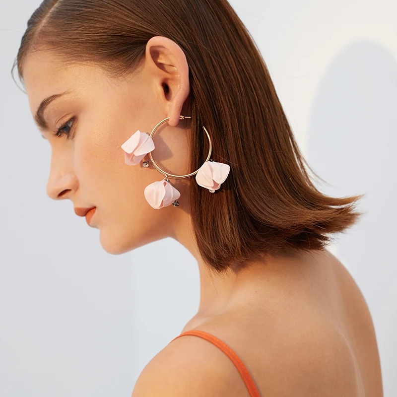 Flower ring earrings female temperament personality hipster fashion simple petal sweet small fresh | Украшения и аксессуары