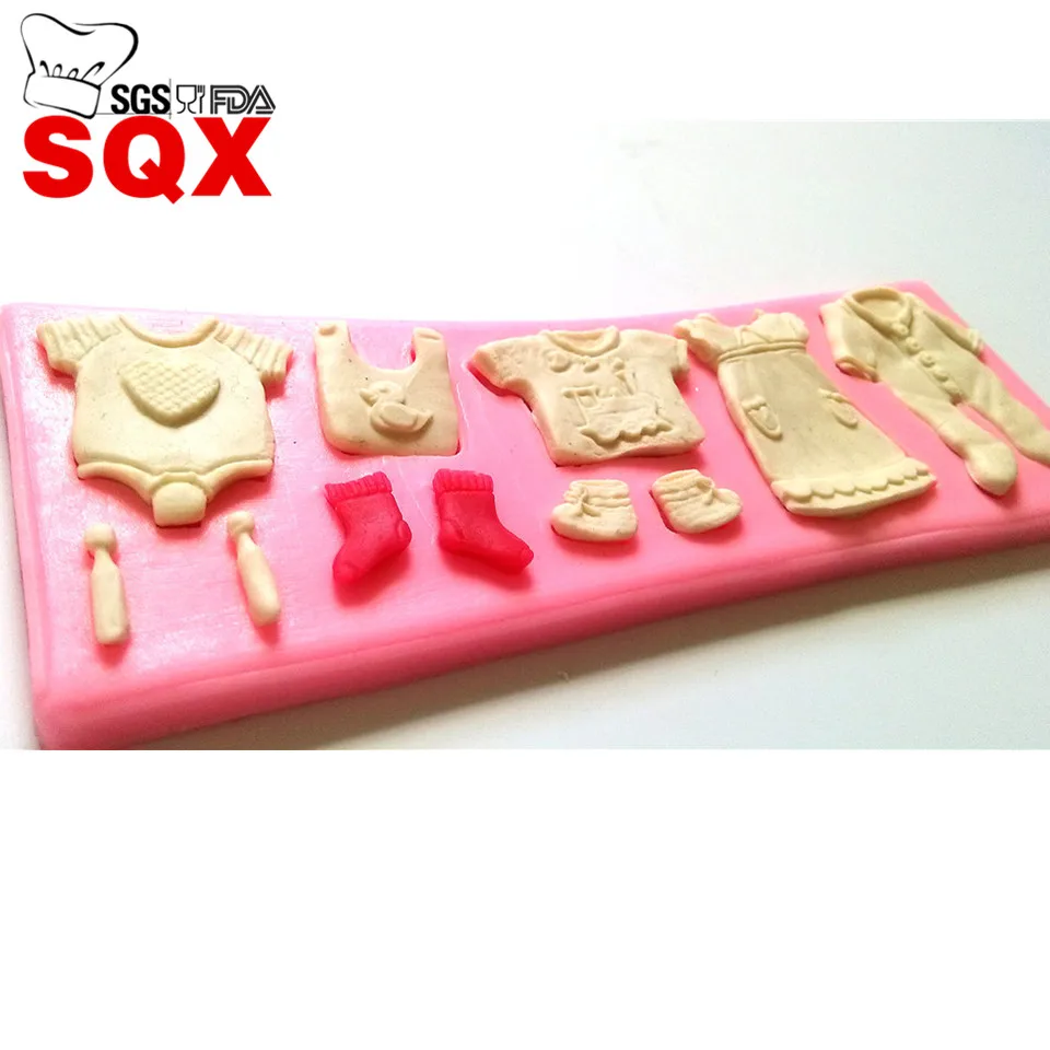 HOT 3D Baby Clothes Shower Silicone Molds Fondant Cake decoratings Tools wedding party Chocolate Baking SQ15181 | Дом и сад