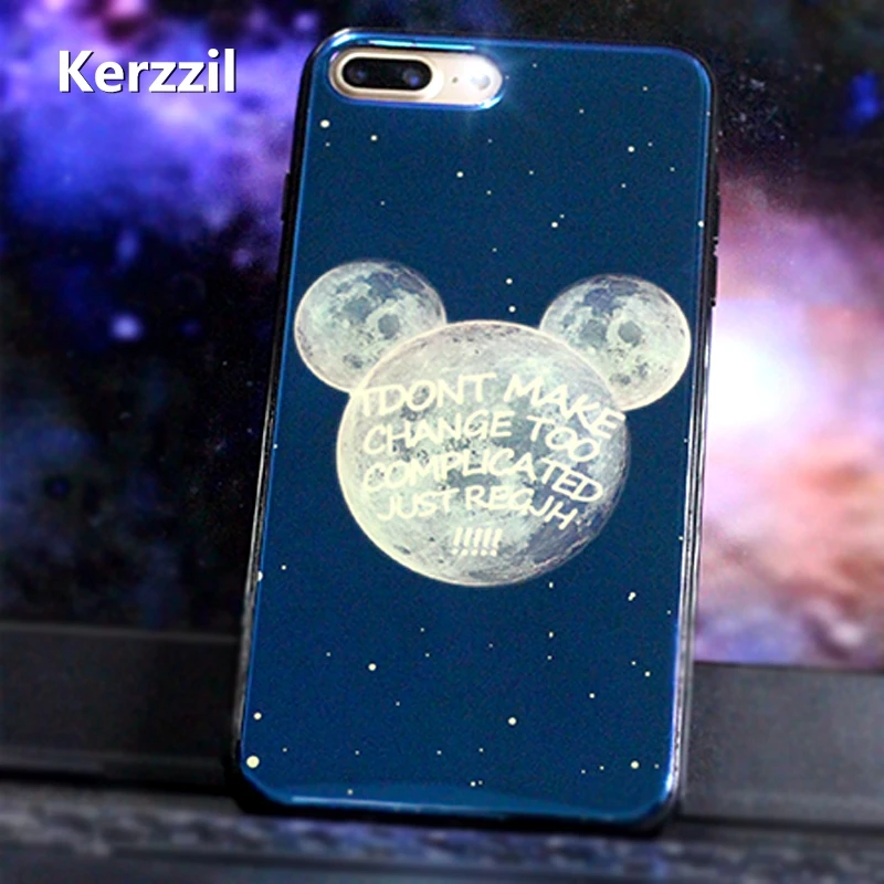 Kerzzil Moon Blue-ray Star moon Case For iphone6 7Planet Stars Cover Soft Silicone Phone Cases iphone 7 6 6S 8 PLus |