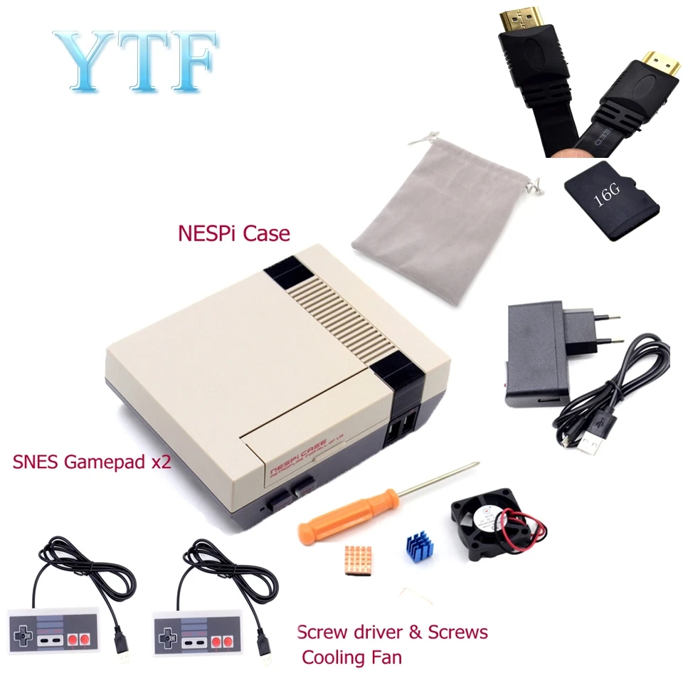 Корпус NESPI NES + карта 16 ГБ вентилятор геймпад 2 шт. адаптер питания ЕС радиатор