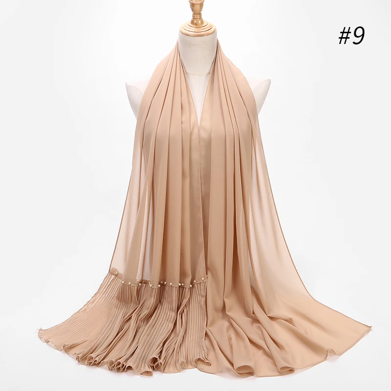 Новое поступление бусы лоскутные плиссированные шифоновые шали с жемчугом