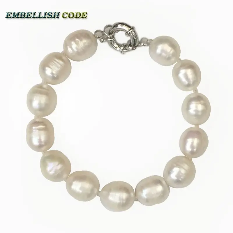

classic Screw thread semi baroque Cylinder elongate rice teardrop shape white color natural freshwater pearl bracelet charming