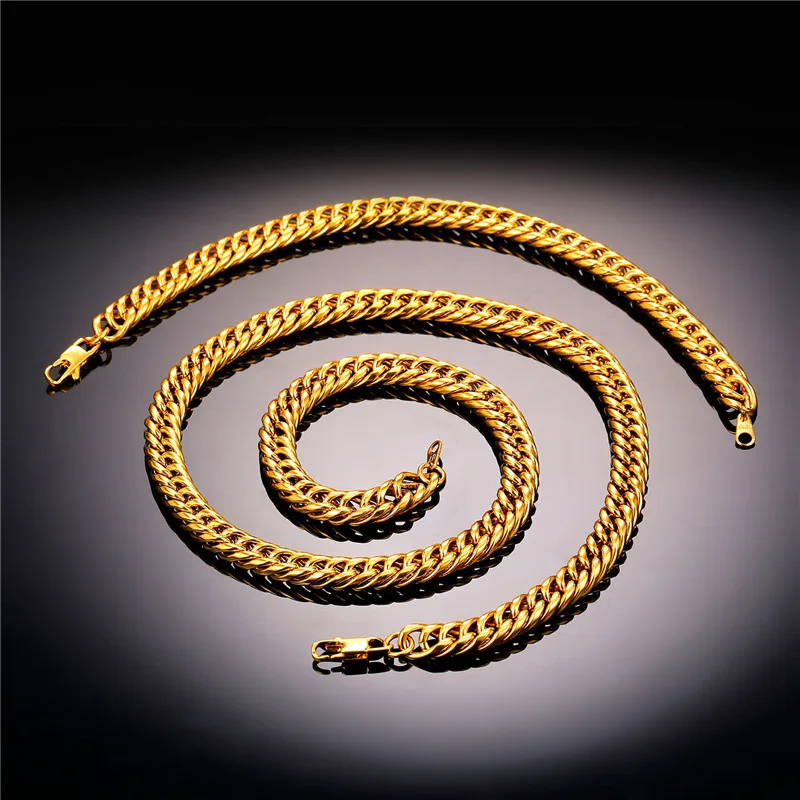 Набор ювелирных изделий для мужчин 9 мм браслет с цепочкой и ожерелье из