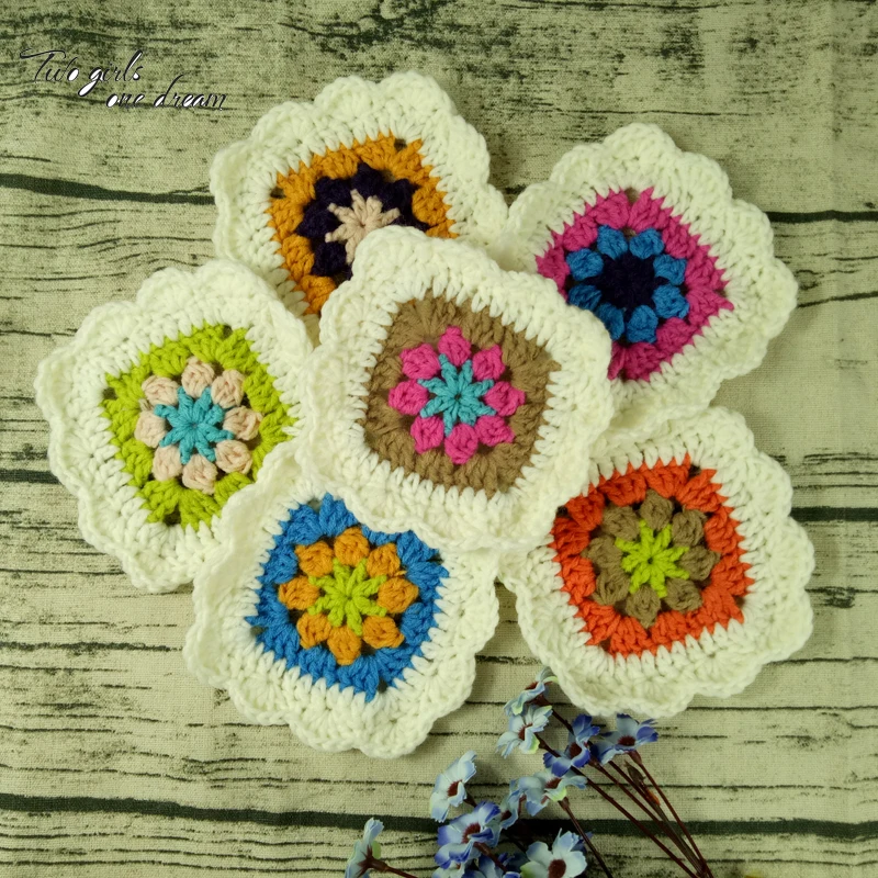 

Nostalgic Handmade Crochet Doilies DIY Cup Mat Table Square Coaster Coffee Pads Accessories Clothes Patch Dress Applique 11cm 20