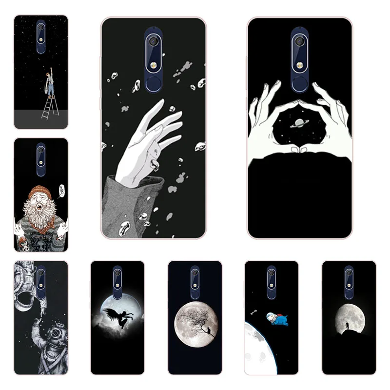 for nokia 5.1 Case Silicon Black graffiti Painting Soft TPU Back Cover Protect Phone cases shell |