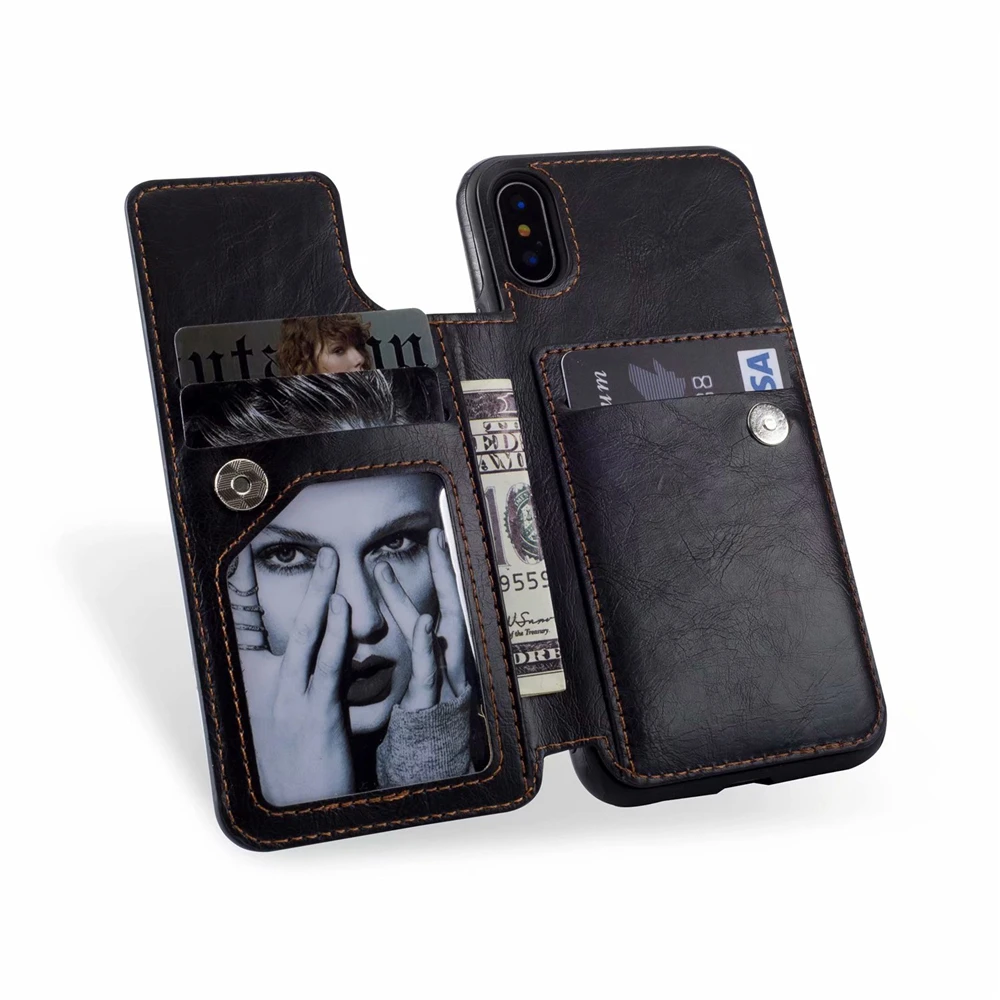 Ретро Кожаный чехол для iphone 11 Pro Max X XS XR с подставкой карт PU Чехол кошелек 6 6S 7 8 Plus