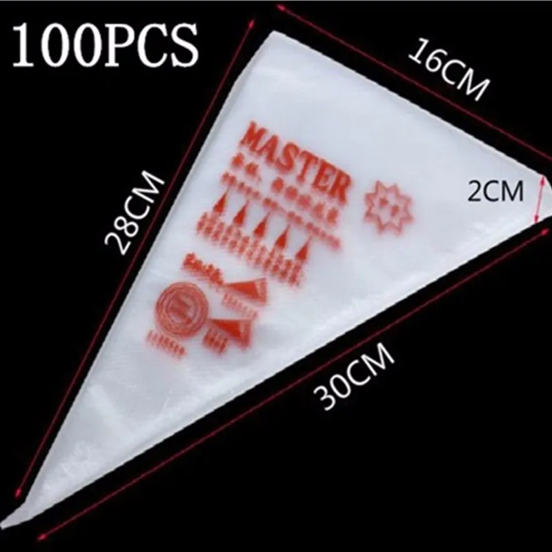 100/50/30/10PCSLot Food Grade Plastic Disposable Piping bag Icing Nozzle Fondant Cake Decorating Pastry Tips Tools | Дом и сад