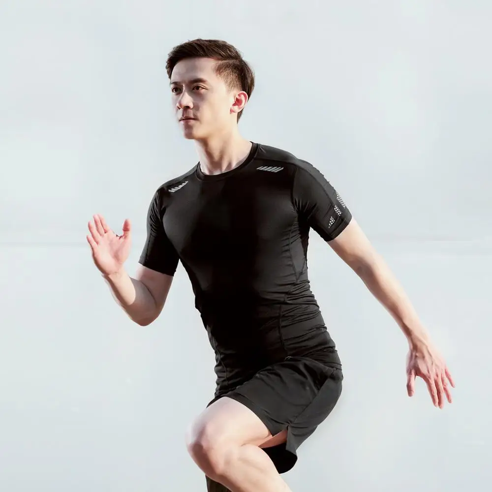 Мужская дышащая и быстросохнущая облегающая футболка Xiaomi mijia, спортивная одежда для фитнеса, летняя, с коротким рукавом, смарт