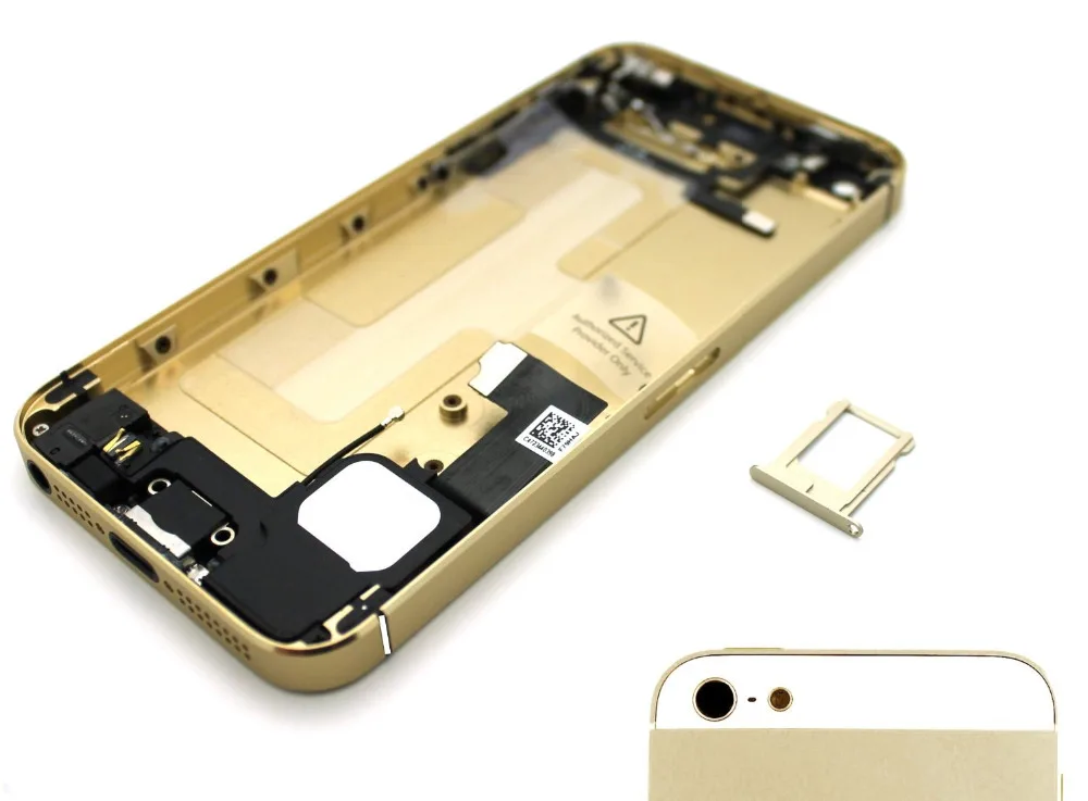 Для iPhone 5 золотых / белый стекло сплав металлов задняя крышка корпуса в сборе