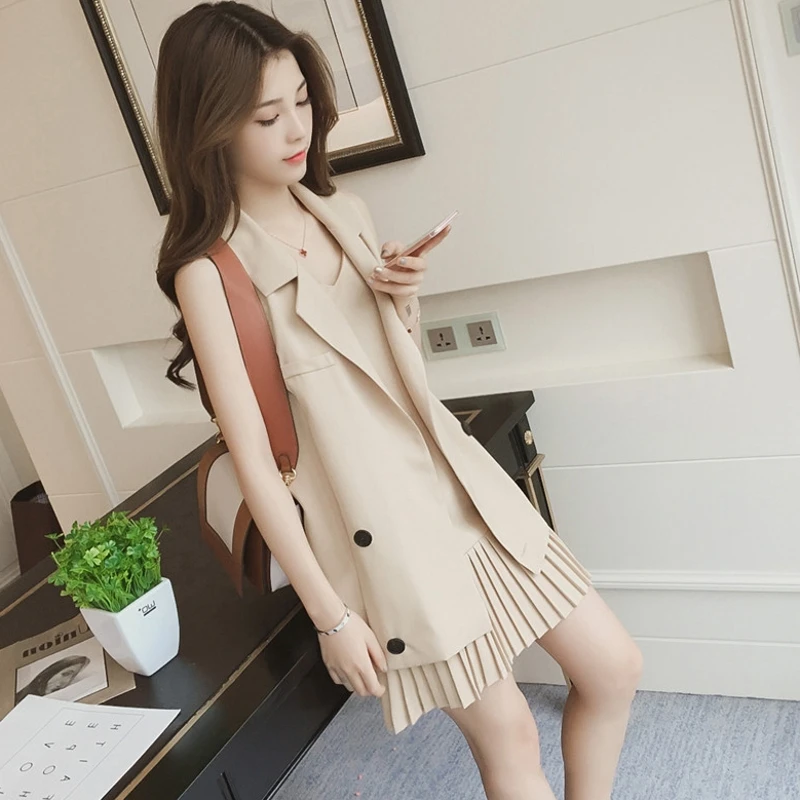 Женский комплект из двух предметов в Корейском стиле летние блейзеры без рукавов