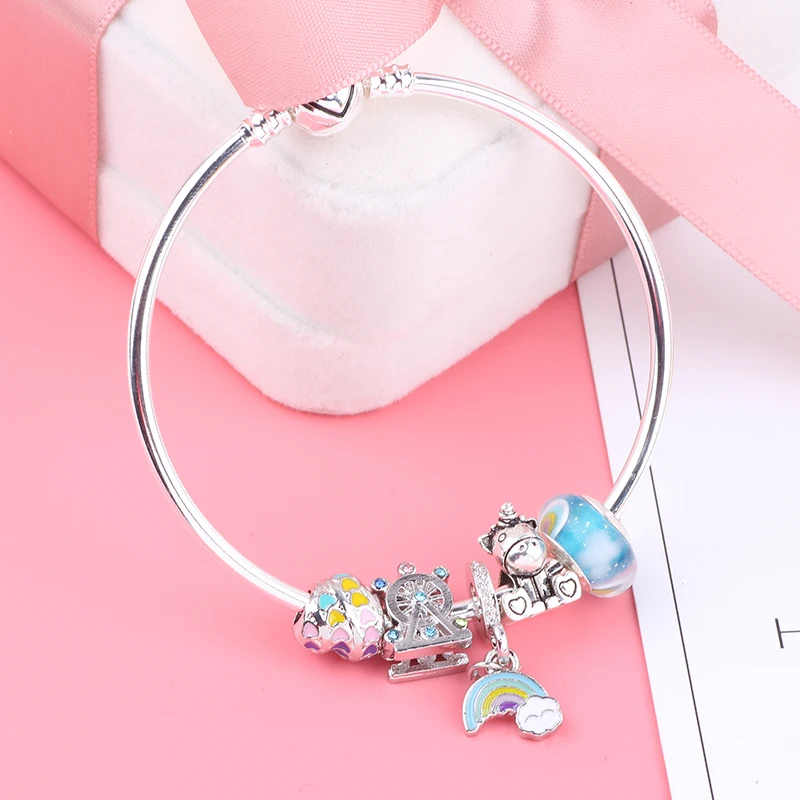 AIFEILI New Year Gift Rainbow Beads Pendant Series DIY Suitable for Women Bracelet Jewelry Charm High Quality European Gifts | Украшения и